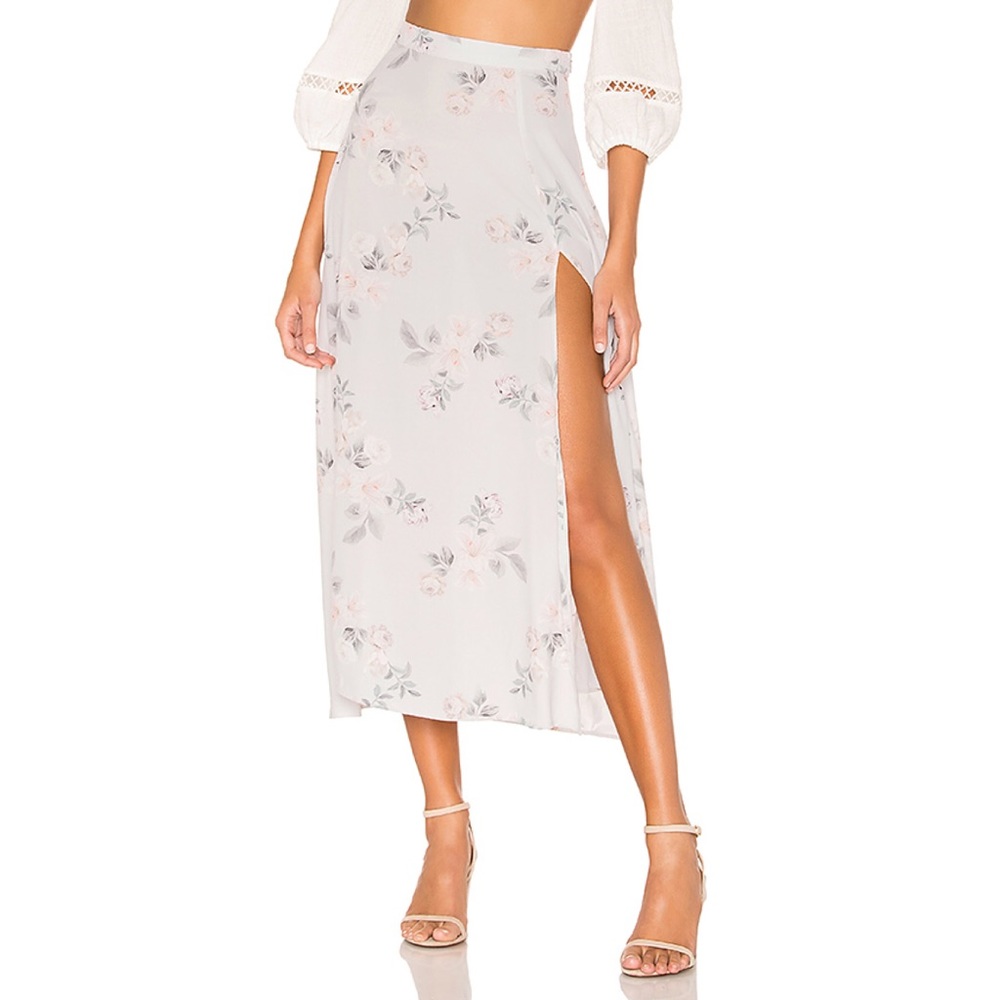 flynn skye wyatt floral skirt slit vintage drama